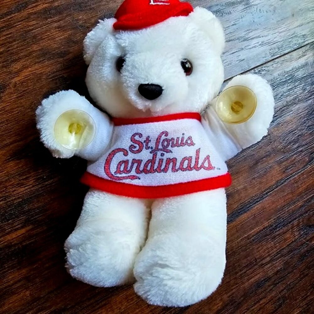 Vintage St. Louis Cardinals Plush White Bear Window Cling 9"